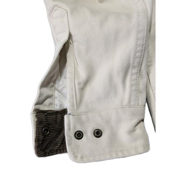 J. Galt Sherpa Lined Canvas Shirt Jacket S Cream Brown Corduroy Collar Workwear - Picture 5 of 12